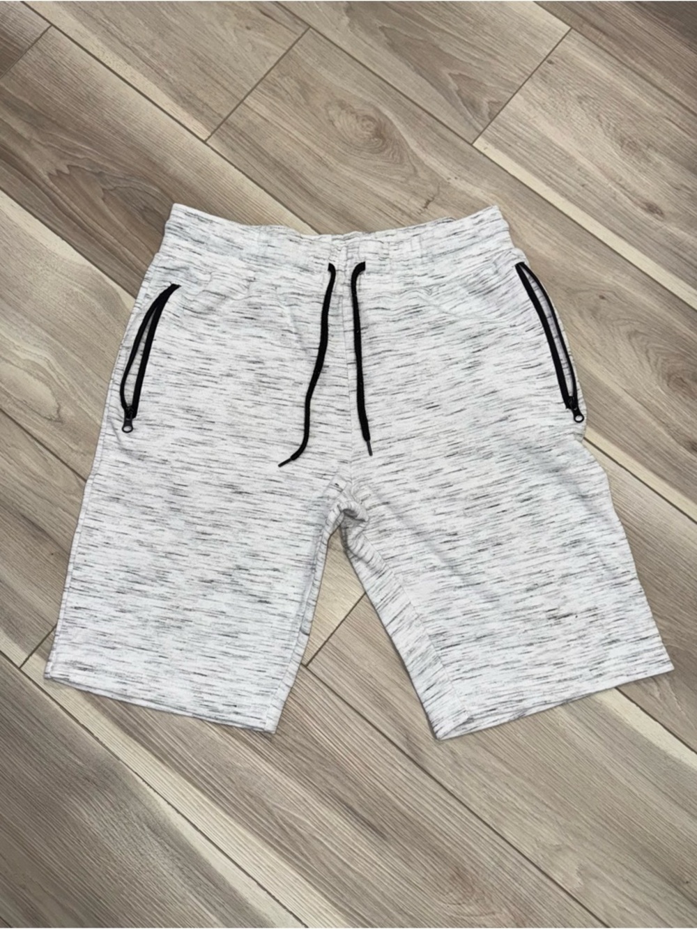 Men's Heather Gray Athletic Drawstring Shorts with Black Accents